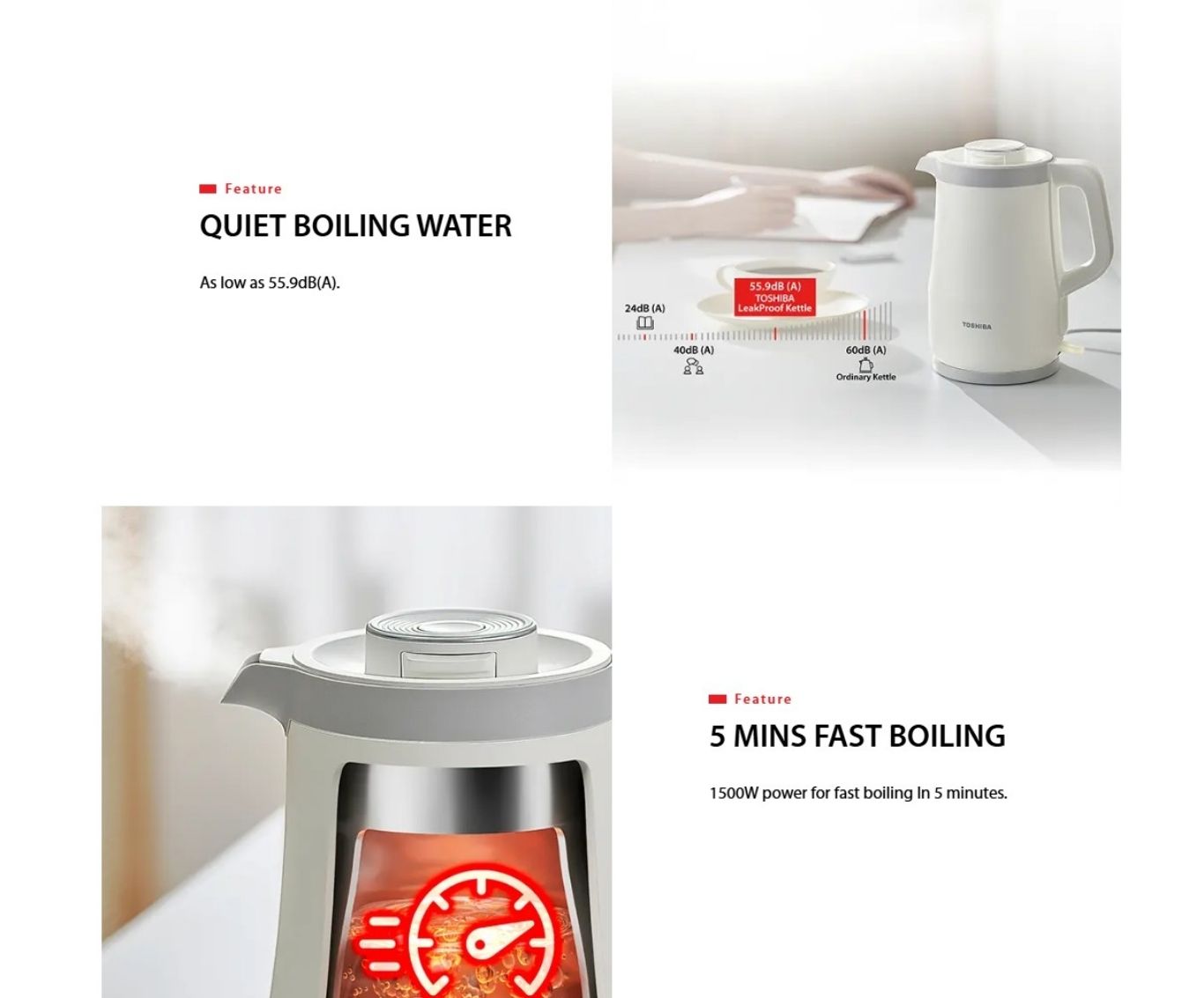 Quiet boiling kettle operating at low noise for daily comfort