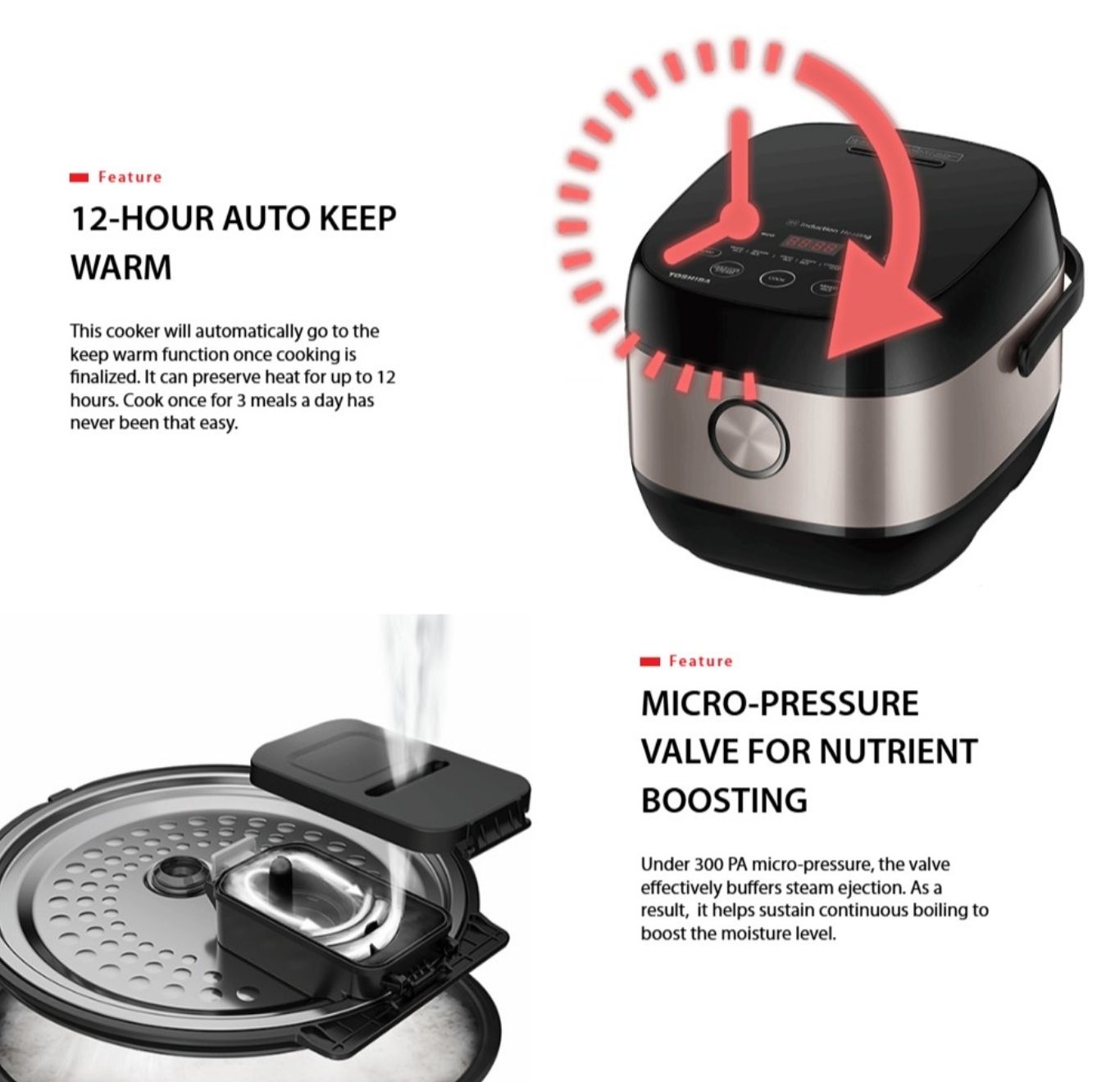 Rice cooker with keep-warm and micro-pressure valve