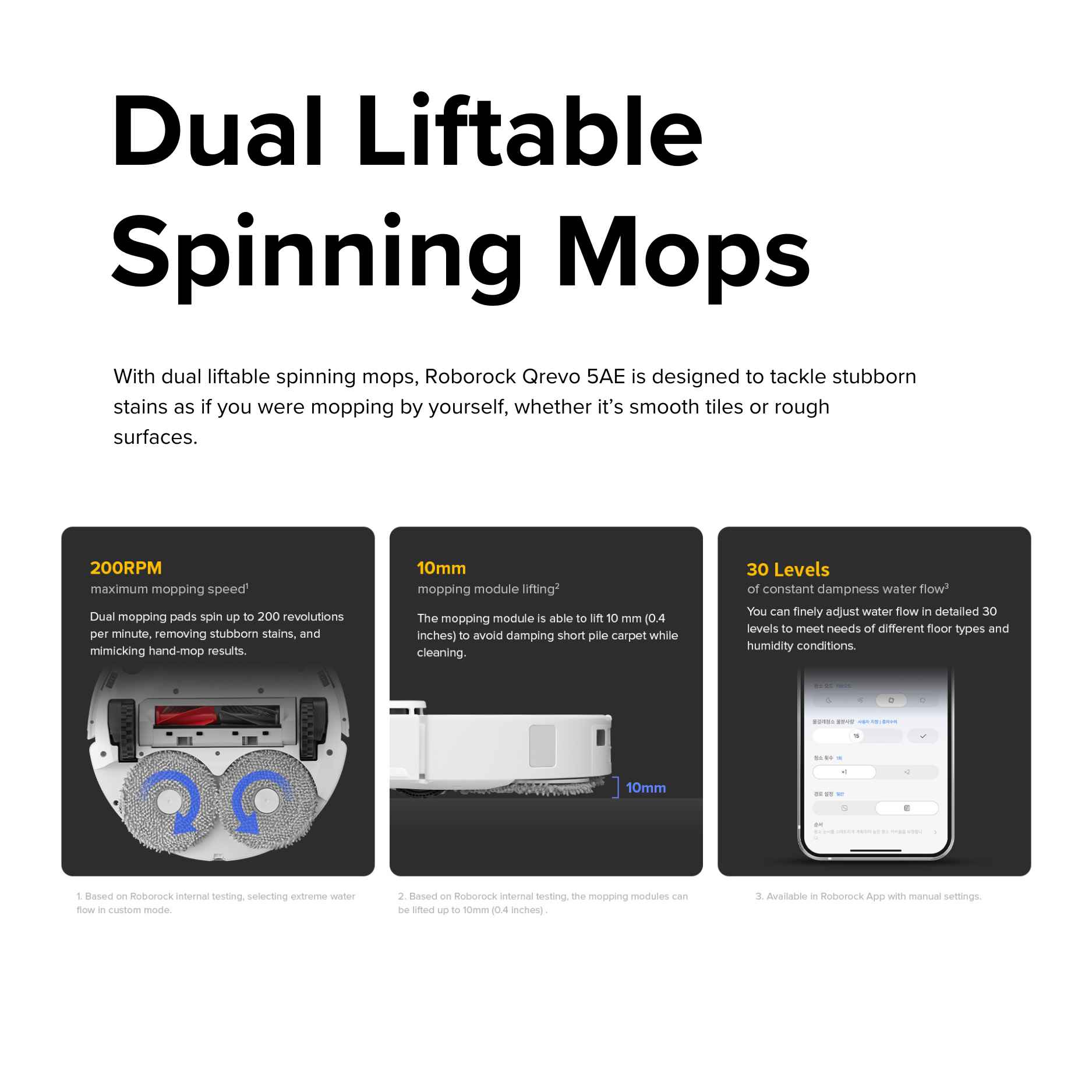 Roborock robot vacuum with dual liftable spinning mops
