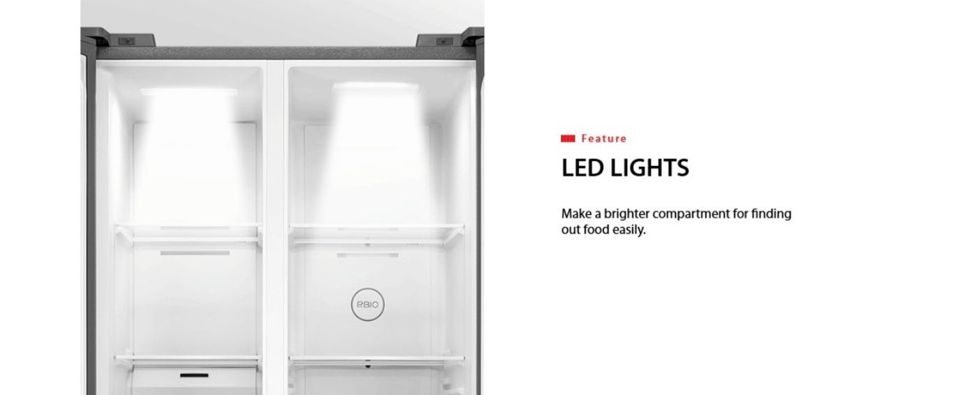 Bright LED lighting inside refrigerator compartments