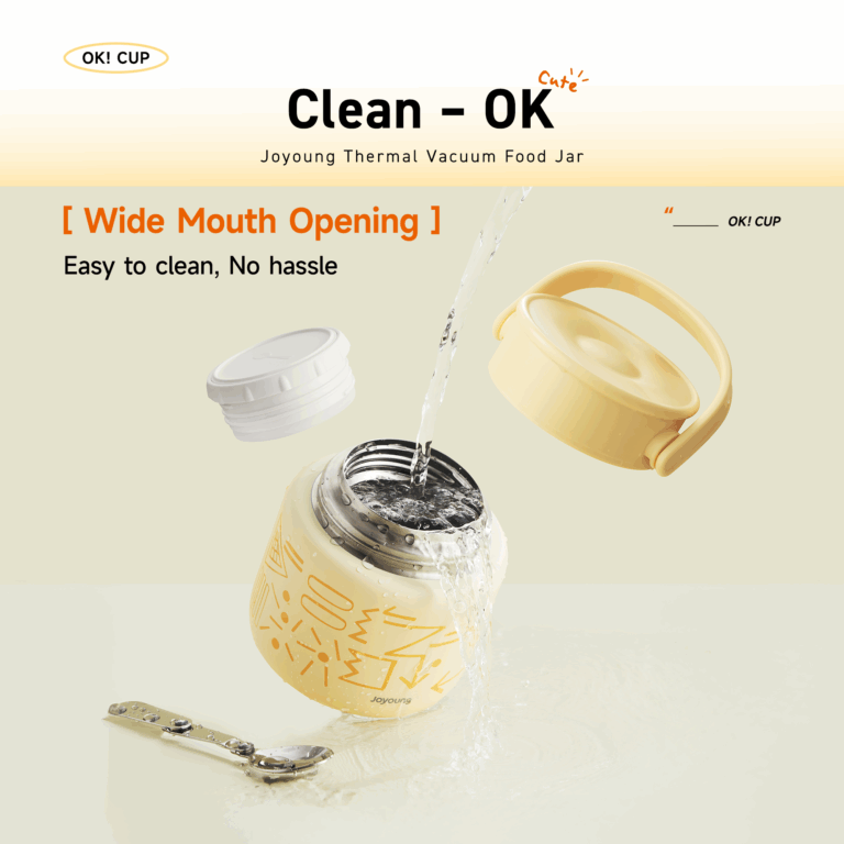 Wide-mouth food jar design for easy cleaning and washing