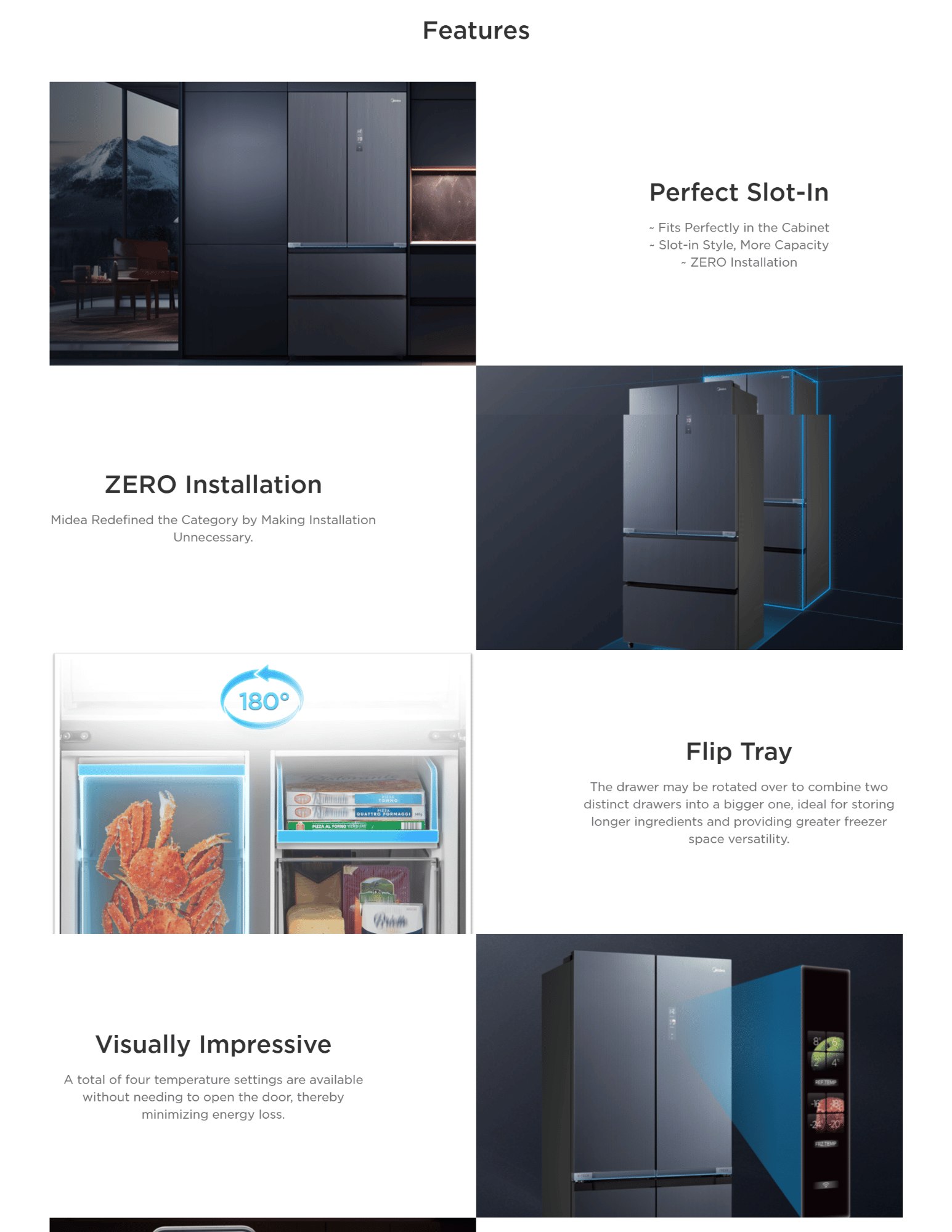 Perfect Slot-In ~ Fits Perfectly in the Cabinet ~ Slot-in Style, More Capacity ~ ZERO Installation ZERO Installation ZERO Installation Midea Redefined the Category by Making Installation Unnecessary.