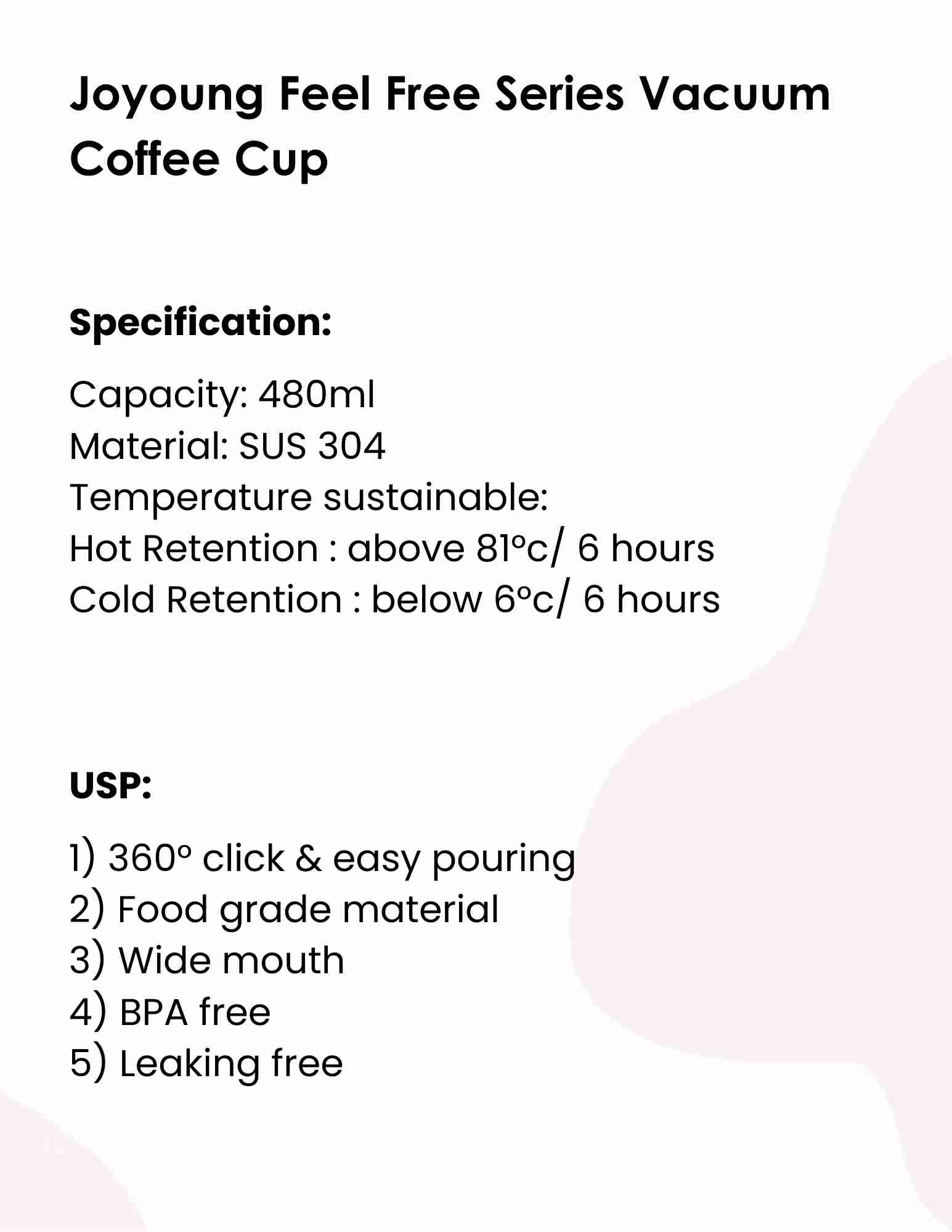 Joyoung Tumbler Specification