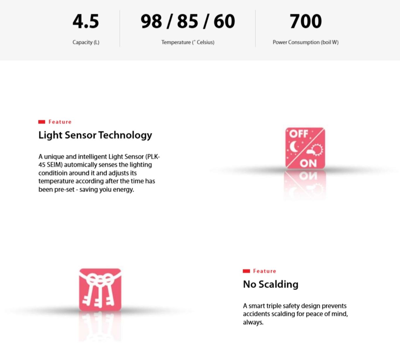 Smart water dispenser with light sensor and anti-scalding