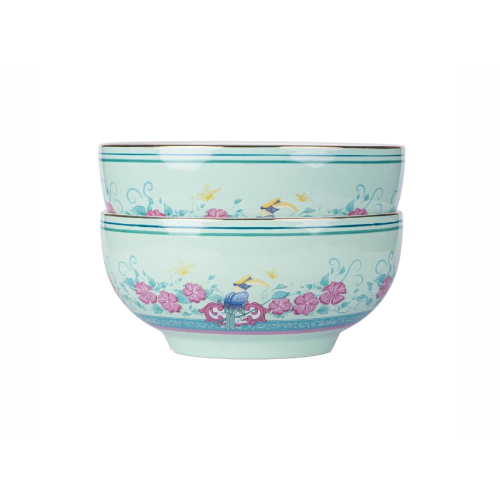 The Heritage Garden Ceramic Bowl 7_ Set of 2 - Straits Green 7″ The Heritage Garden Ceramic Bowl Set of 2 Straits Green - Image 1