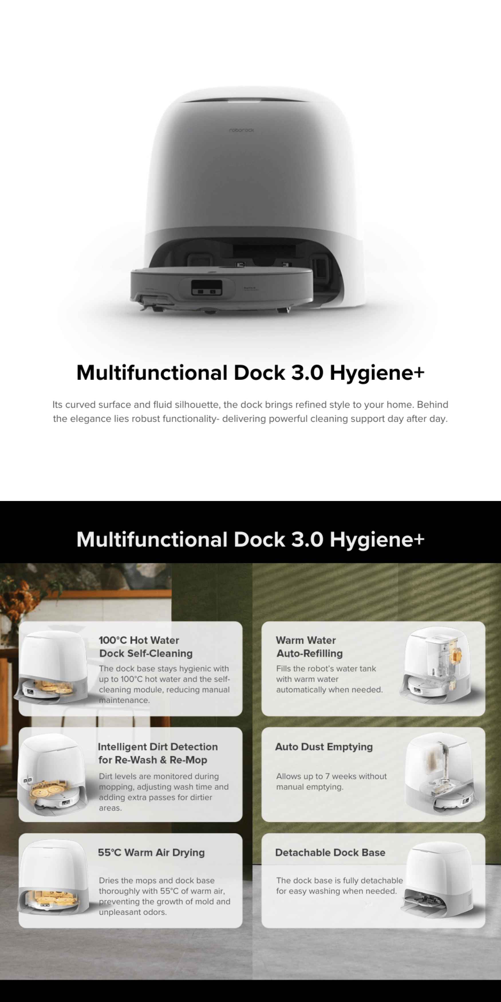 Roborock multifunctional dock with auto cleaning and drying