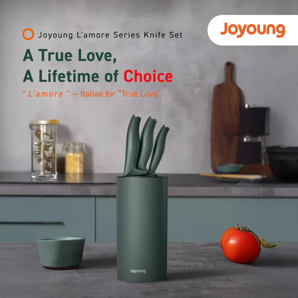 Joyoung L’amore knife set displayed on modern kitchen counter