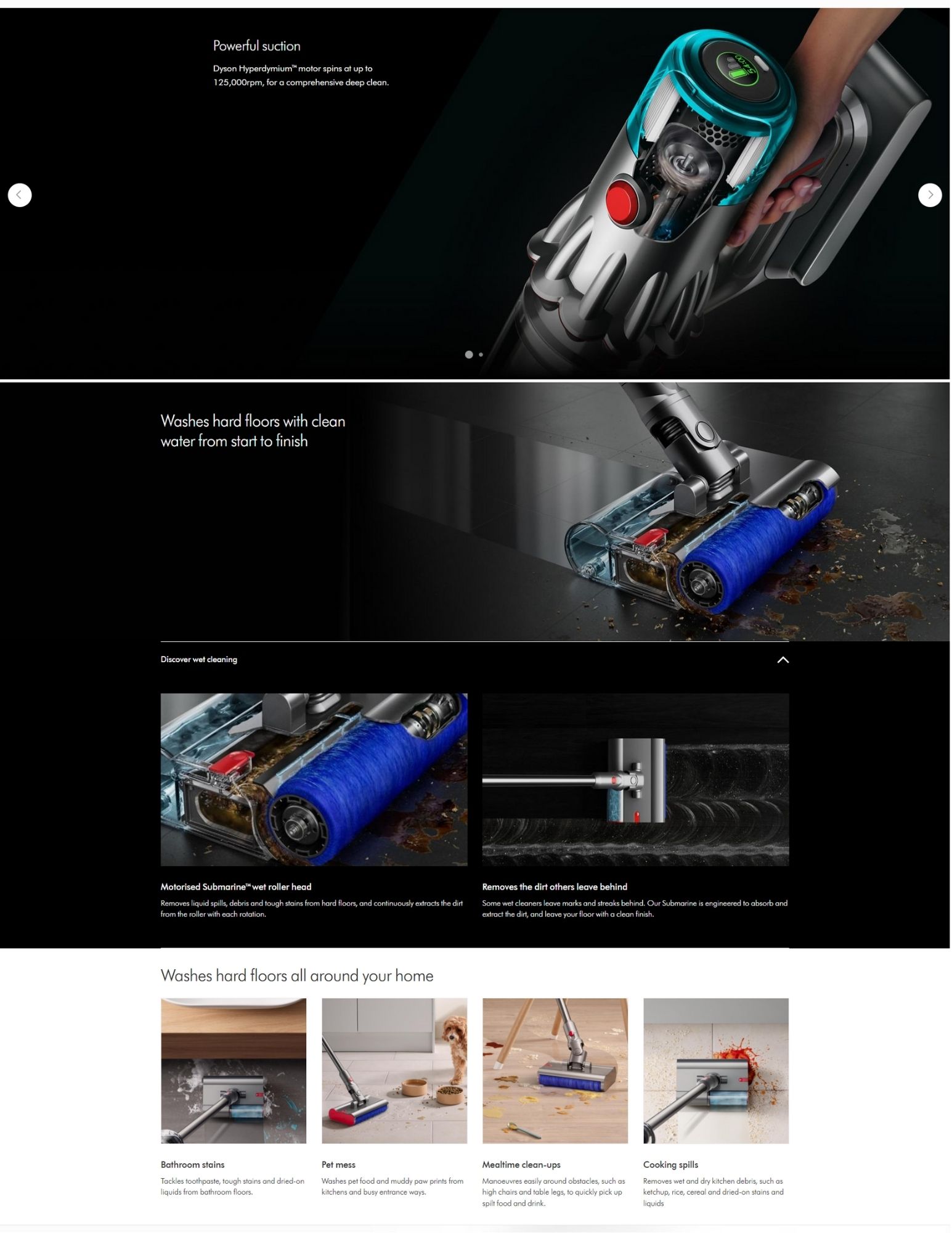 yson cordless vacuum washes and removes wet dirt on floors