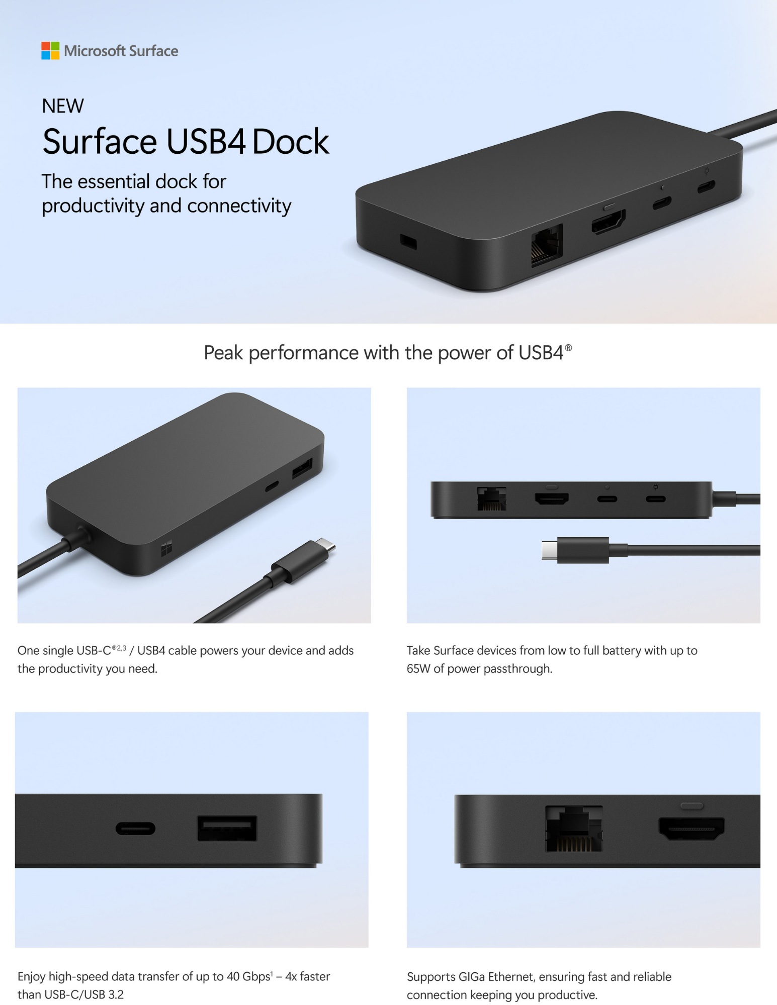 Microsoft Surface USB4 Dock product overview