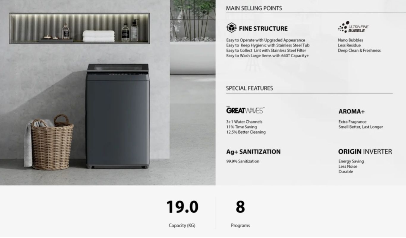 19kg top load washer with fine structure modern design