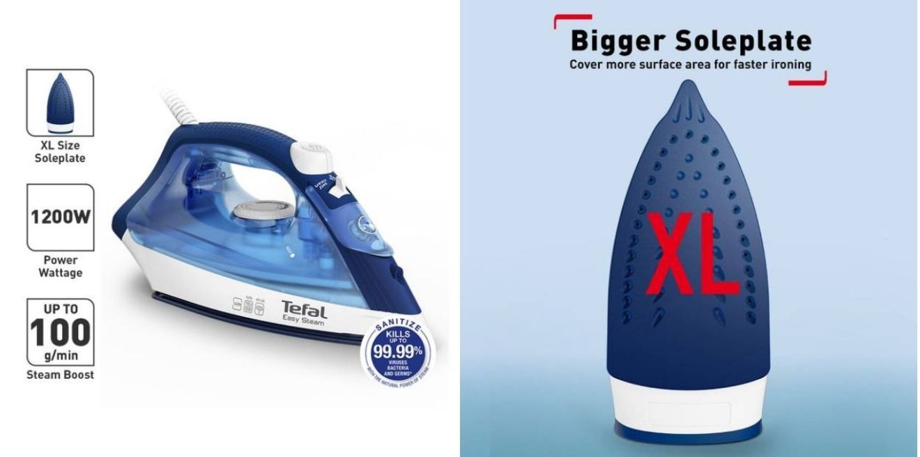 Tefal Easy Steam iron with XL soleplate and 1200W power