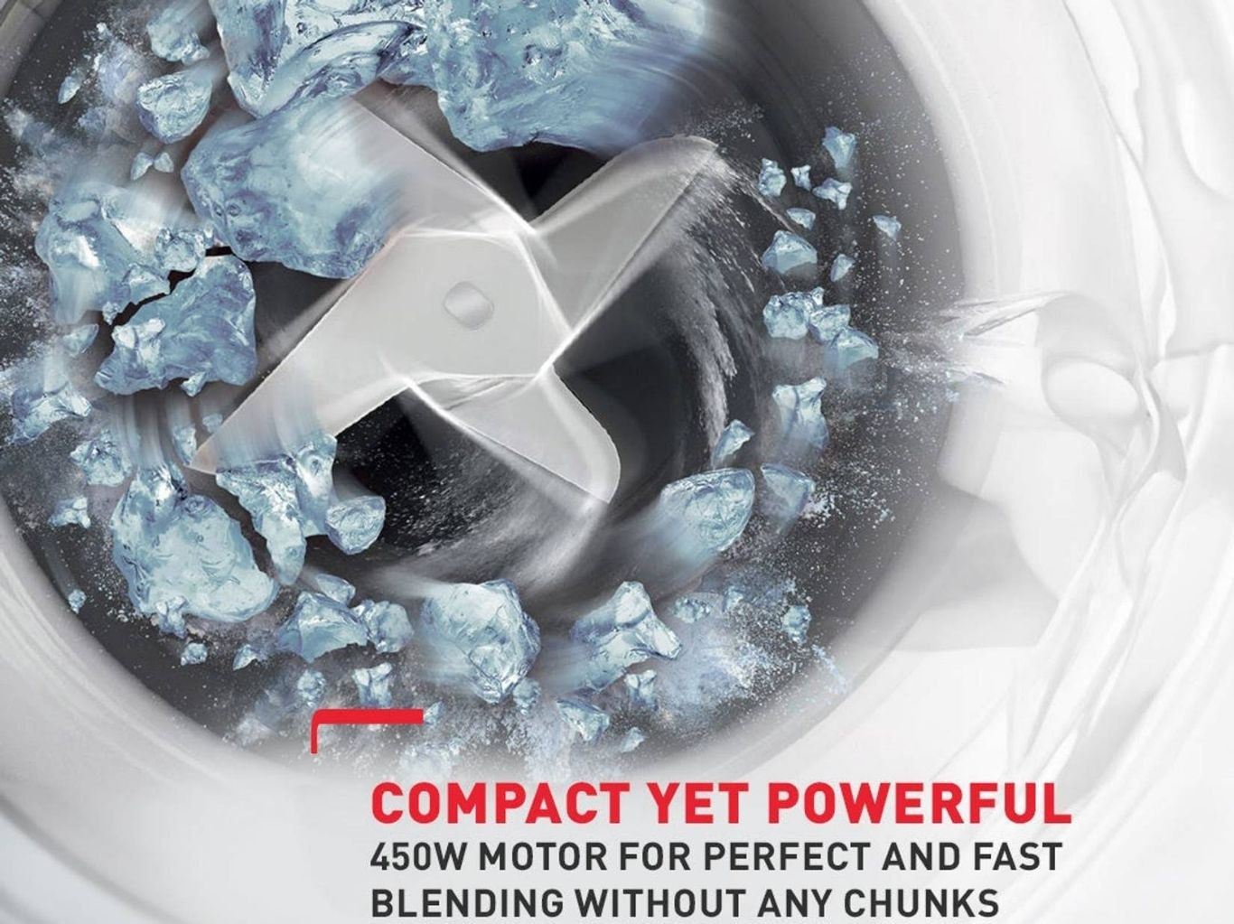 450W powerful motor blends ice and ingredients smoothly