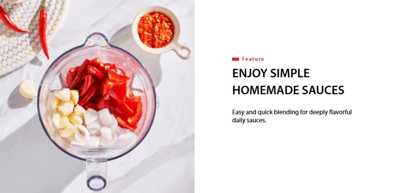 Blender easily blends chilies and garlic for homemade sauces