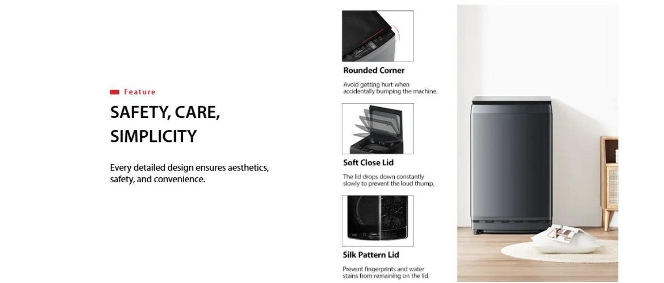 Rounded corners and soft close lid for safer daily use