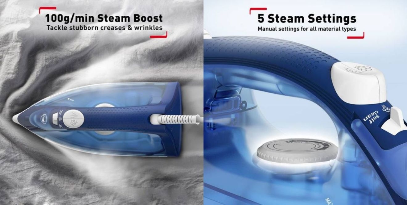 100g per minute steam boost for stubborn wrinkle removal