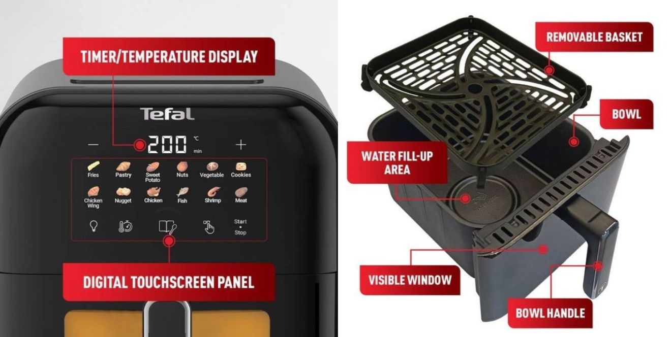 Tefal air fryer with light up window cooking view