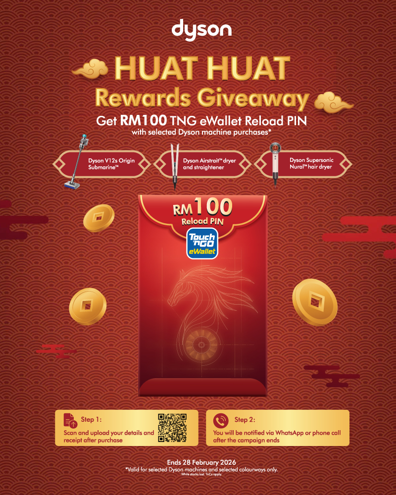 Dyson Huat Huat Rewards with RM100 TNG eWallet reload