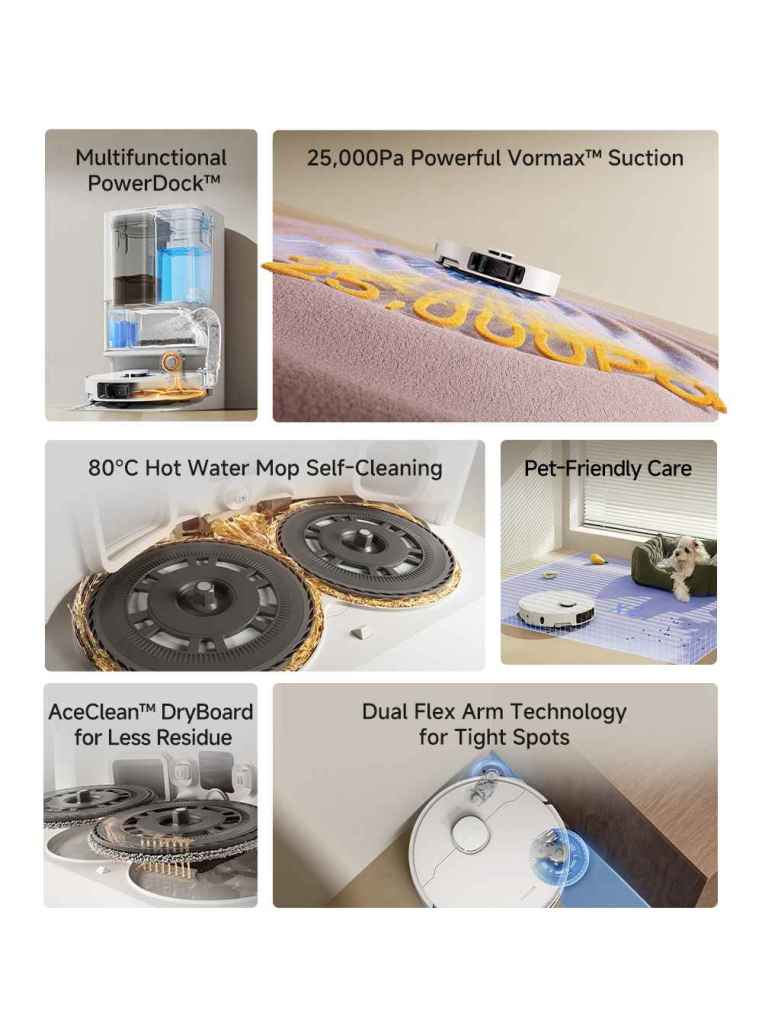 Multifunctional PowerDock with powerful 25,000Pa suction