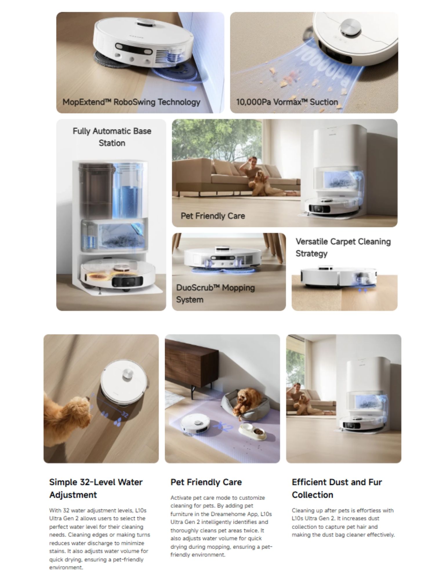 Dreame robot vacuum with mop and pet hair cleaning