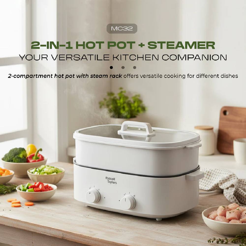 Russell Taylors 2-in-1 hot pot with steamer