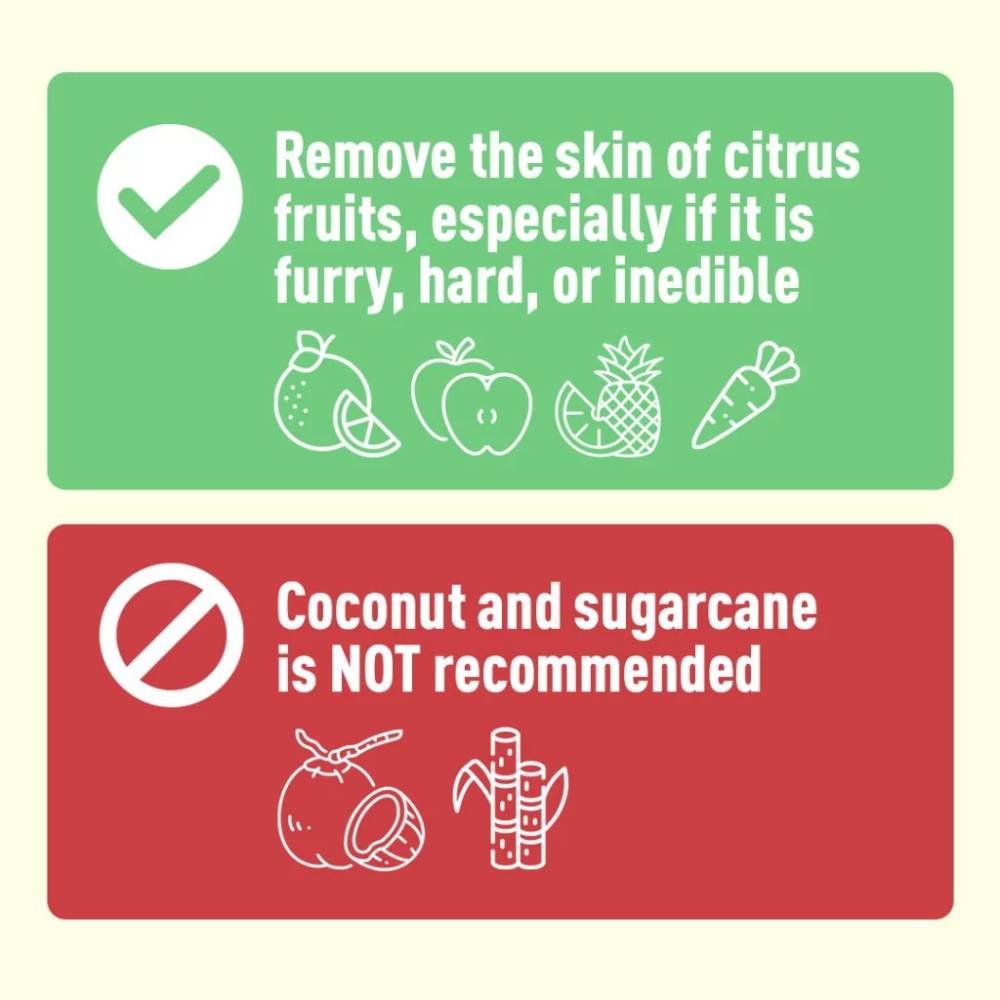 Peel citrus fruits before juicing for best results