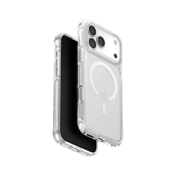 Clear MagSafe case for phone protection and wireless charging