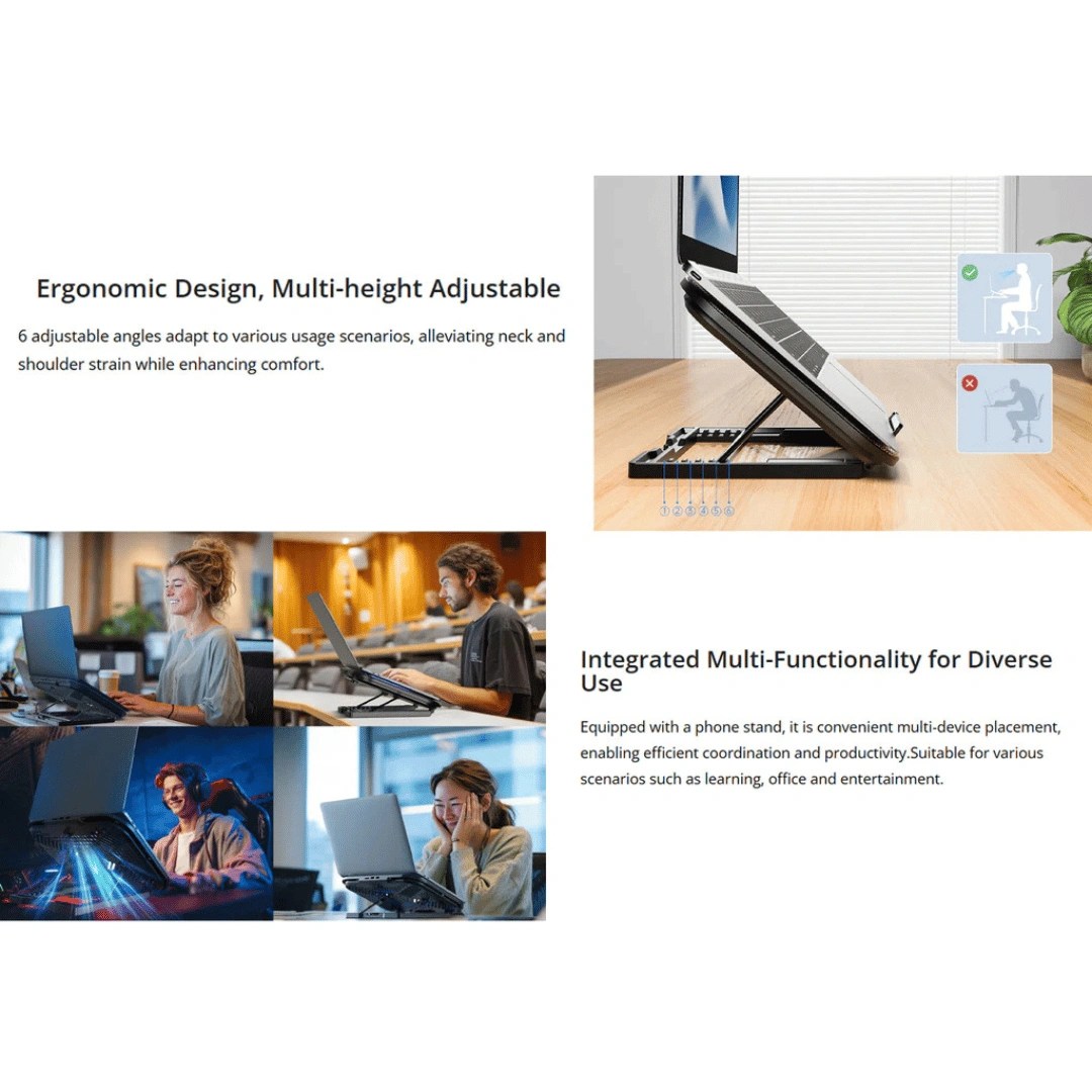 CF200 Laptop 2xCooling Fan w Phone Stand - Image 3