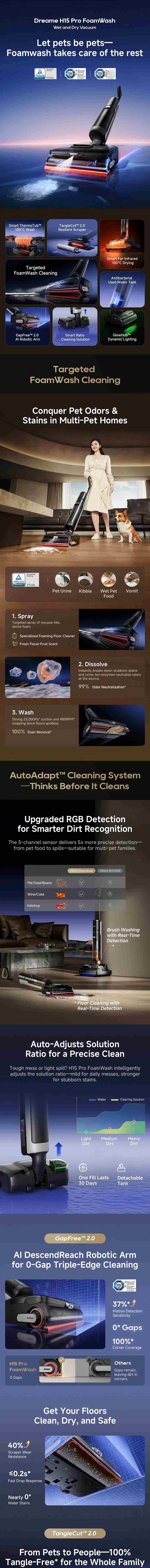 From pet hair to floor cleaning with Dreame foamwash vacuum