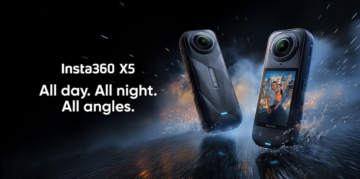 Insta360 X5 action camera product hero visual