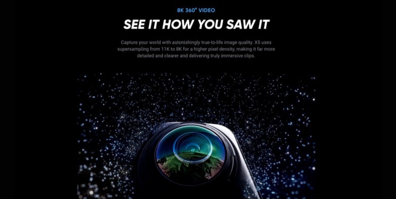 Insta360 X5 8K 360-degree camera lens close-up