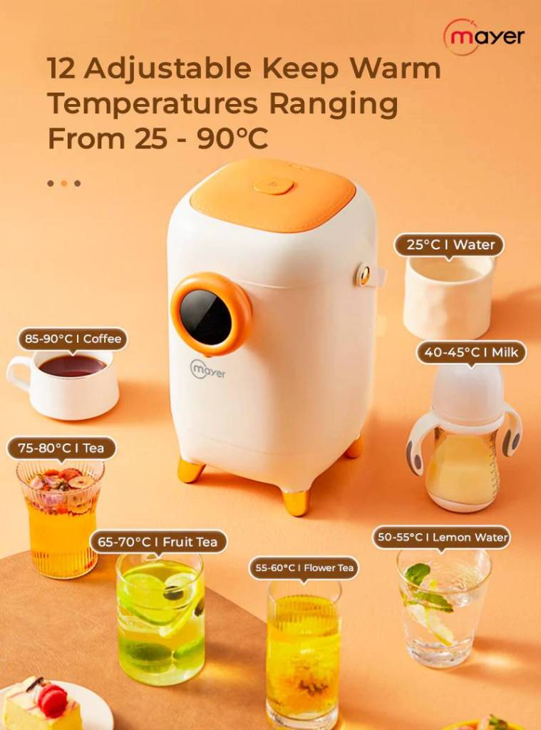 Adjustable keep warm temperatures from 25°C to 90°C
