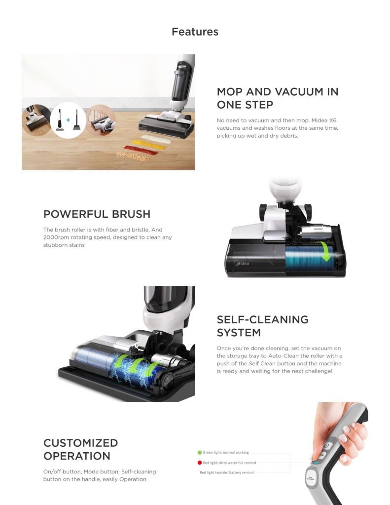 Midea 3 in 1 Floor Washer Features