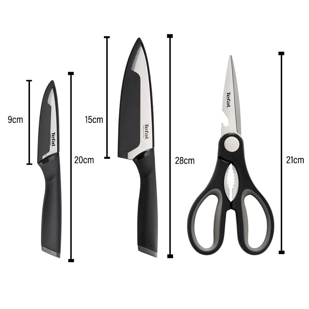 Tefal 3 Pcs Comfort Knife Set (Pairing 9cm + Chef Knife 15cm + Shears) TEF-K221S3