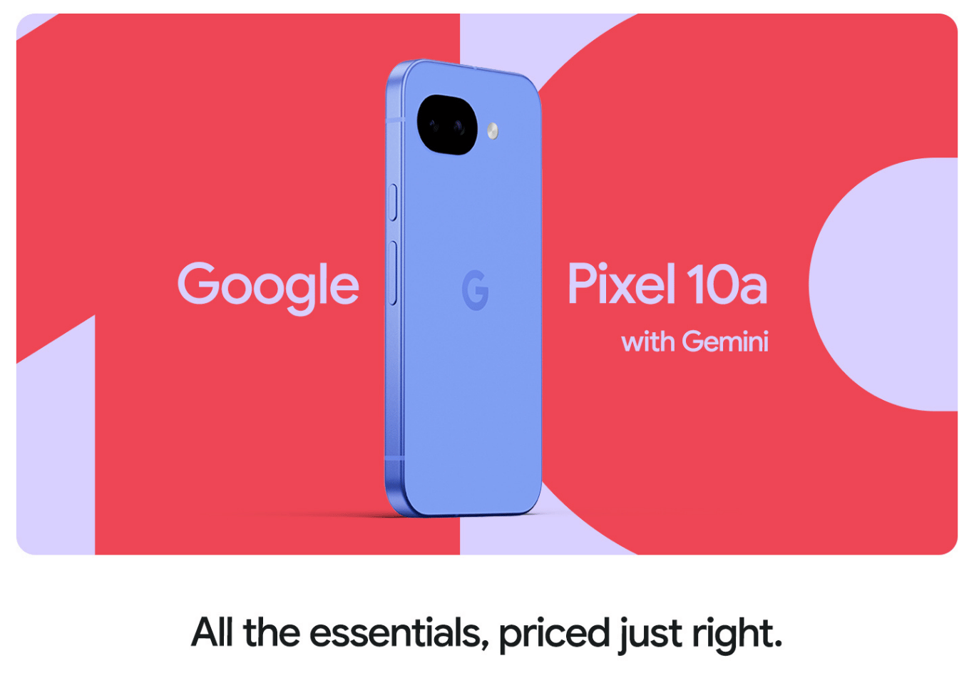 Google Pixel 10a with Gemini hero banner