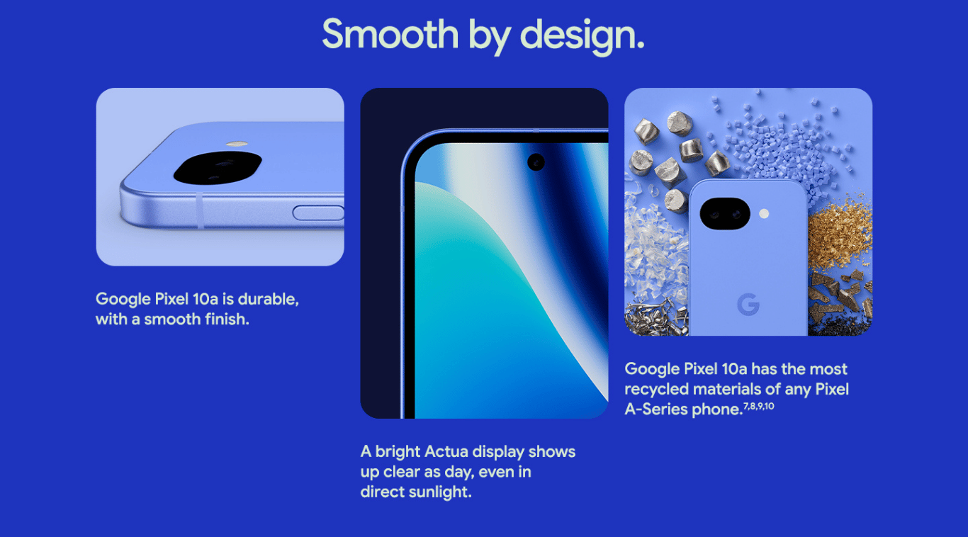 Pixel 10a smooth and durable design