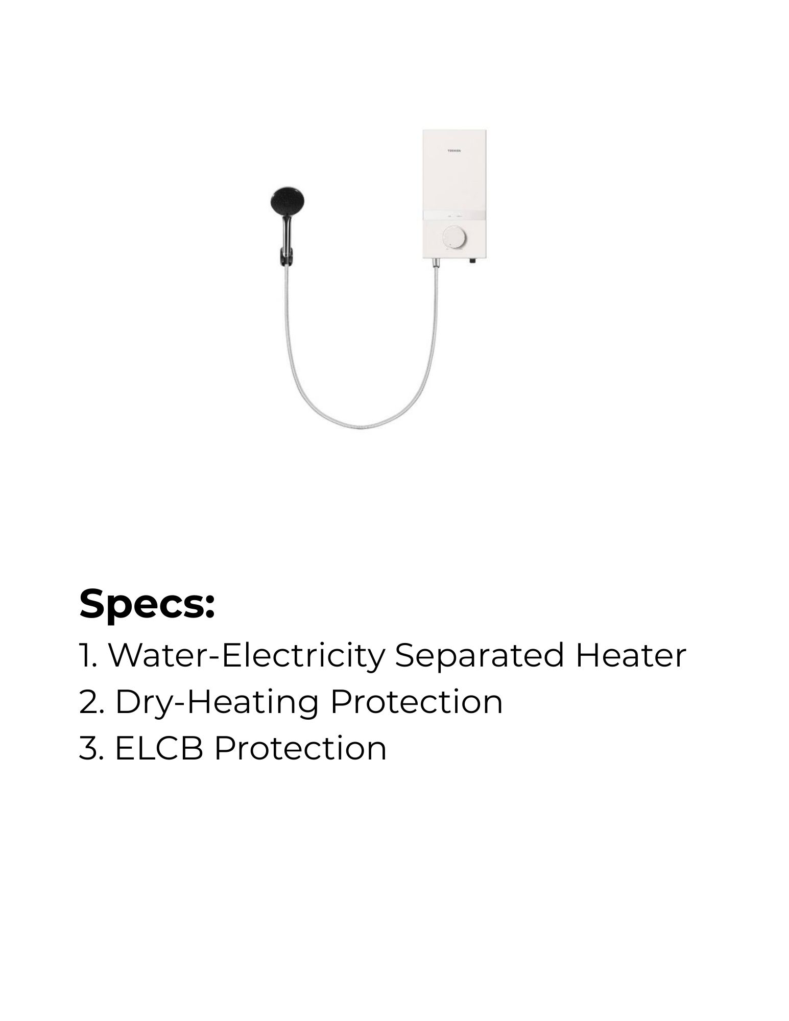 Toshiba Non Pump Water Heater TSB-TWH38MCNMY(W)-CS specifications