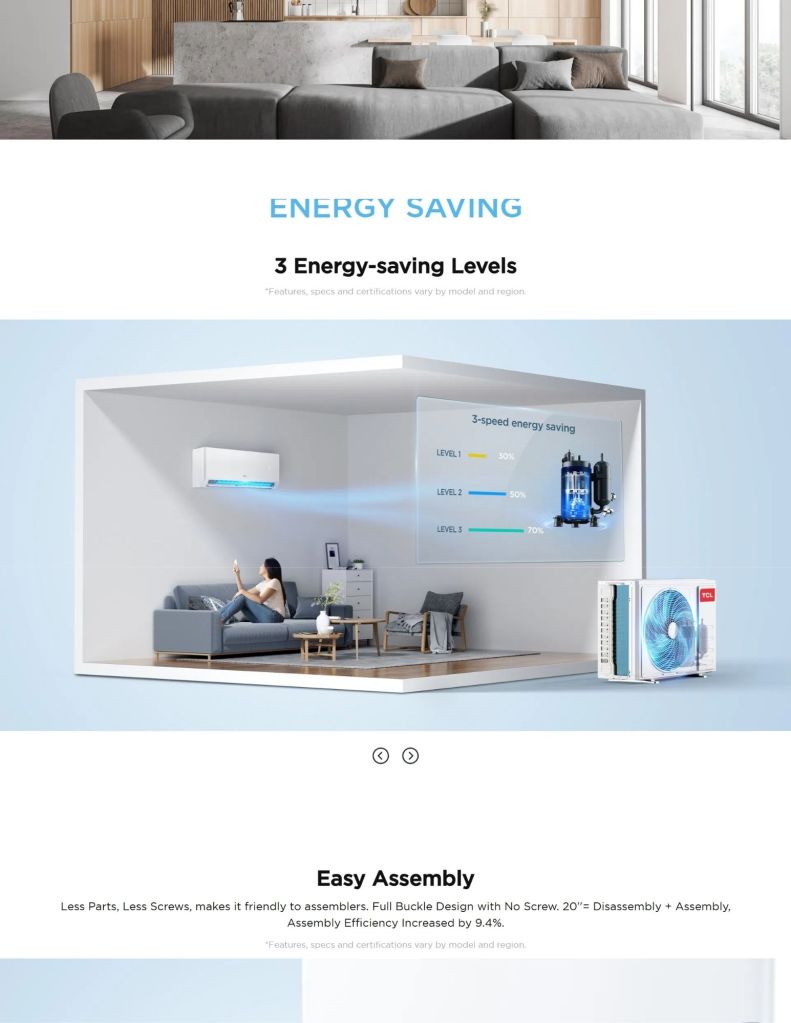 TCL 1.0HP-2.5HP Gentle Cool Pro Series Air Conditioner features