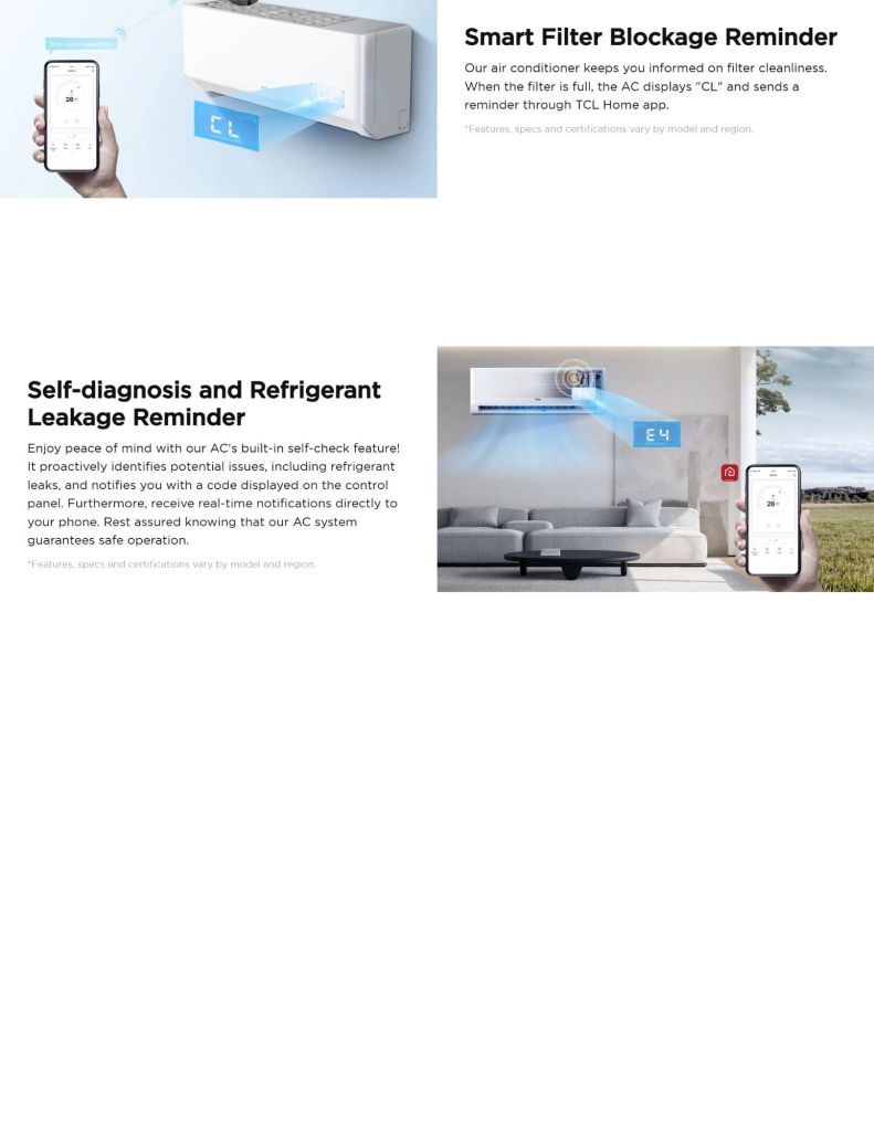 TCL 1.0HP-2.5HP Gentle Cool Pro Series Air Conditioner features