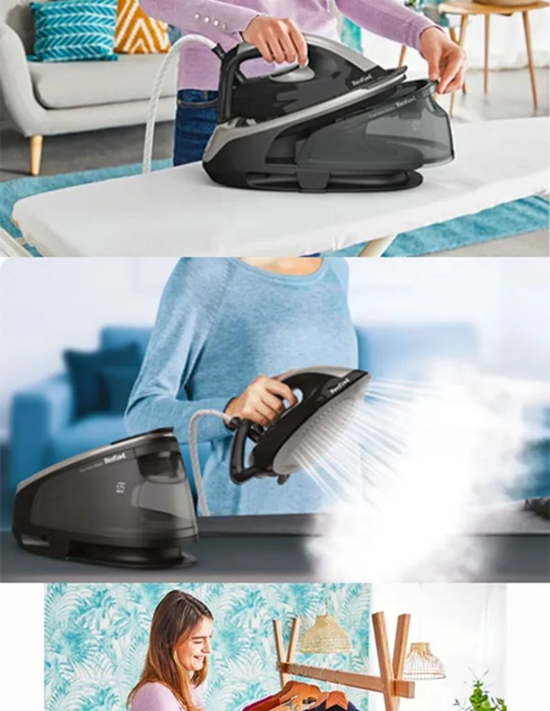 Tefal Express Easy Steam Generator Iron / Black & Steel Grey TEF-SV6140 descriptions