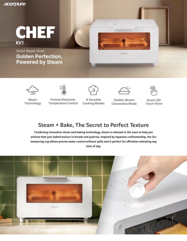 Acerpure 10L Smart Steam Oven ACP-KV1 features