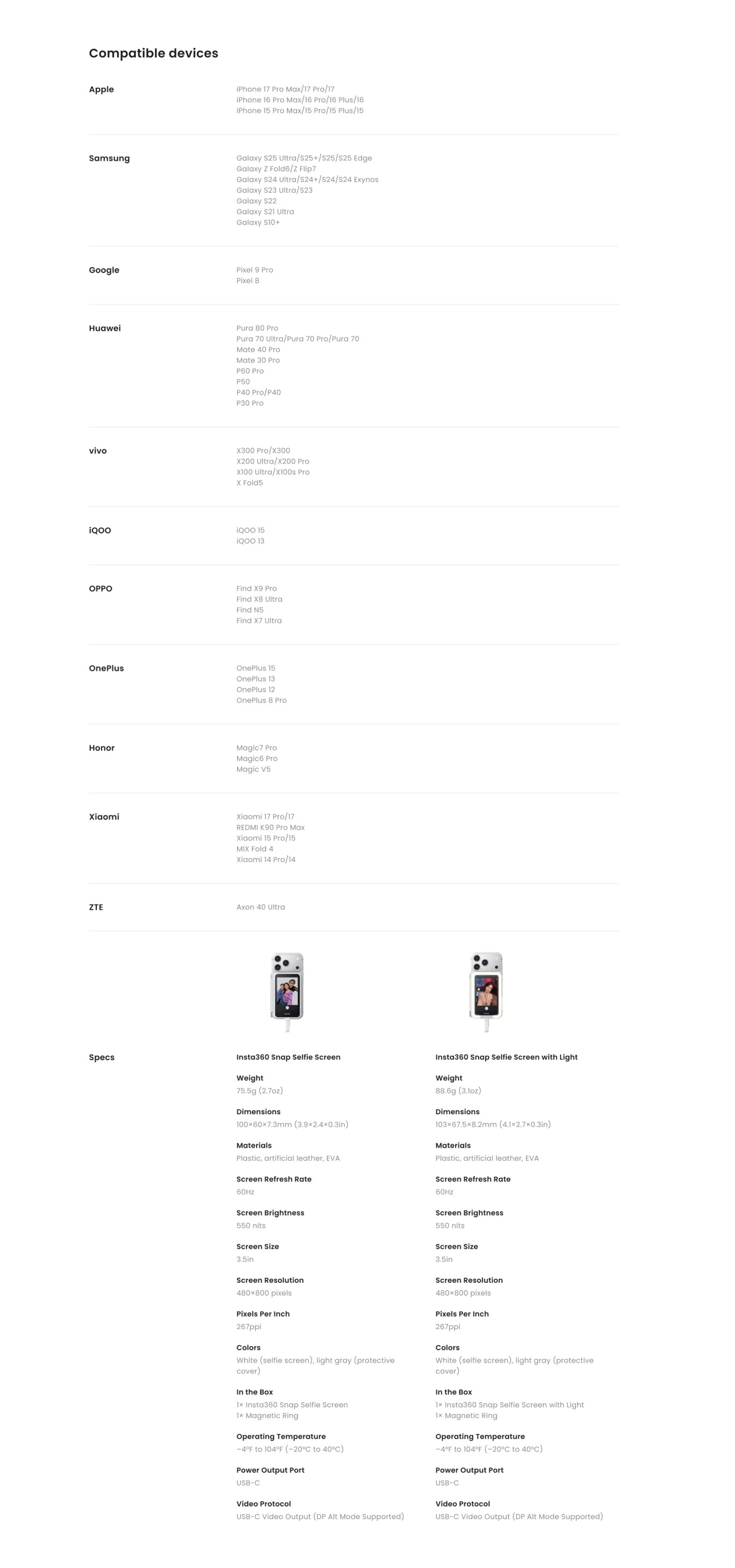 Compare gimbal vs Insta360 Snap selfie quality