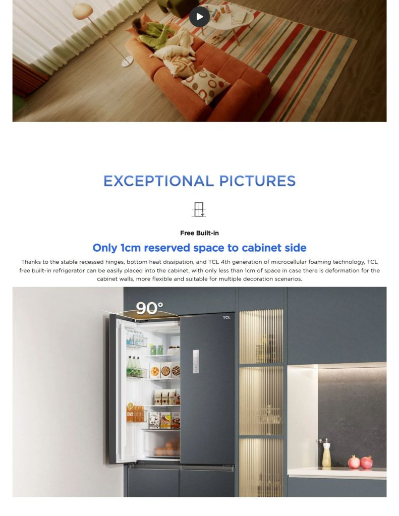 TCL 580L Multi-Door Built-In Refrigerator TCL-TRC580CGBP features