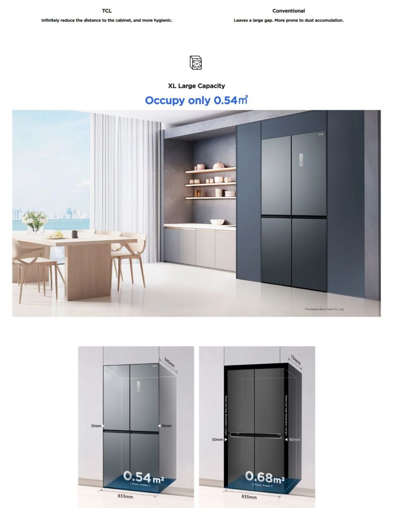 TCL 580L Multi-Door Built-In Refrigerator TCL-TRC580CGBP features