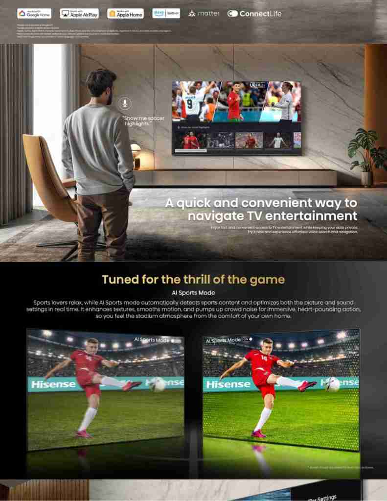 Hisense U6SE Mini LED UHD/4K VIDAA Smart TV Features