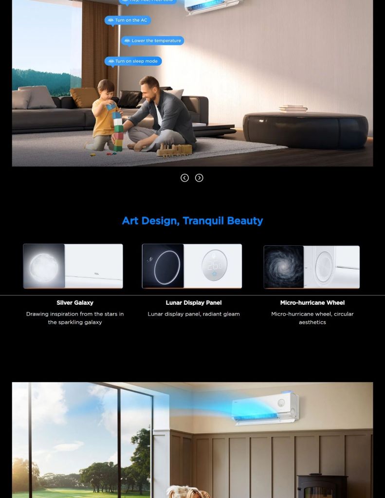 TCL 1.0HP-2.0HP FreshIN 3.0 Series 5 Star Air Conditioner features