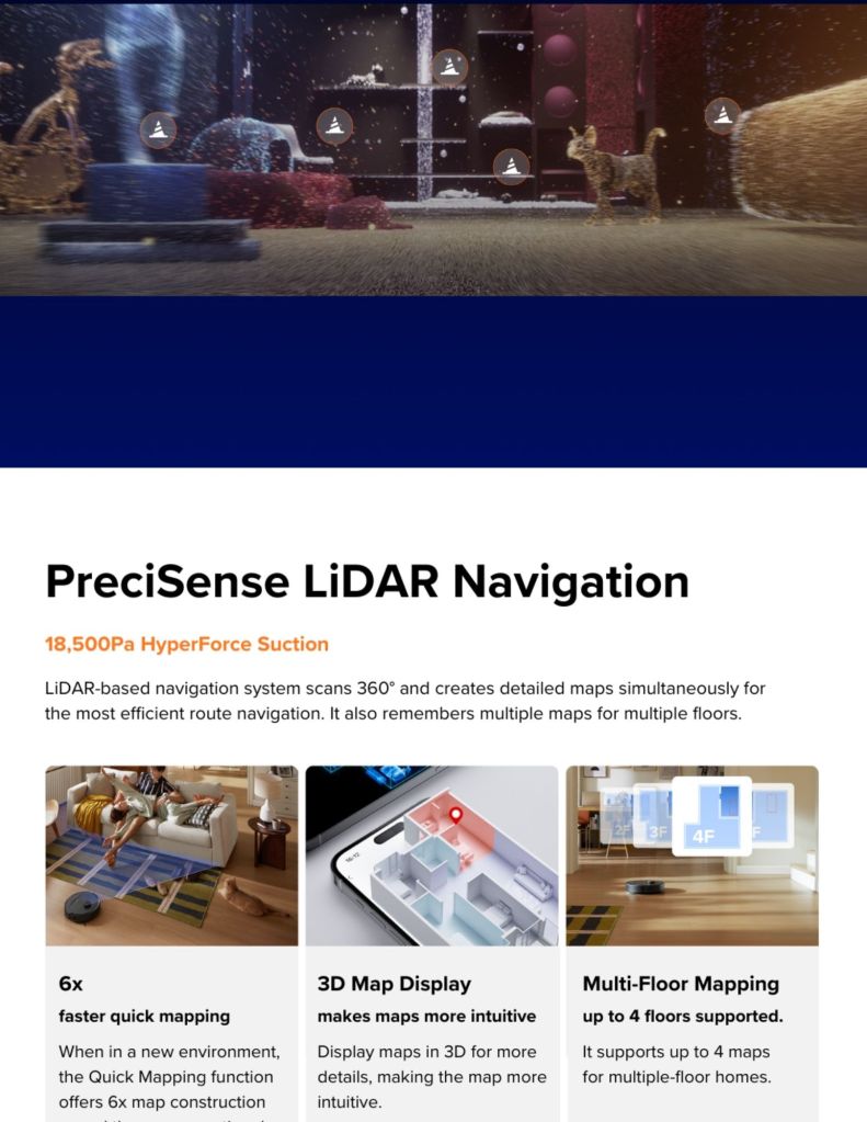 Roborock Qrevo S Pro Robot Vacuum RBR-QREVOSPRO precisense LiDAR Navigation