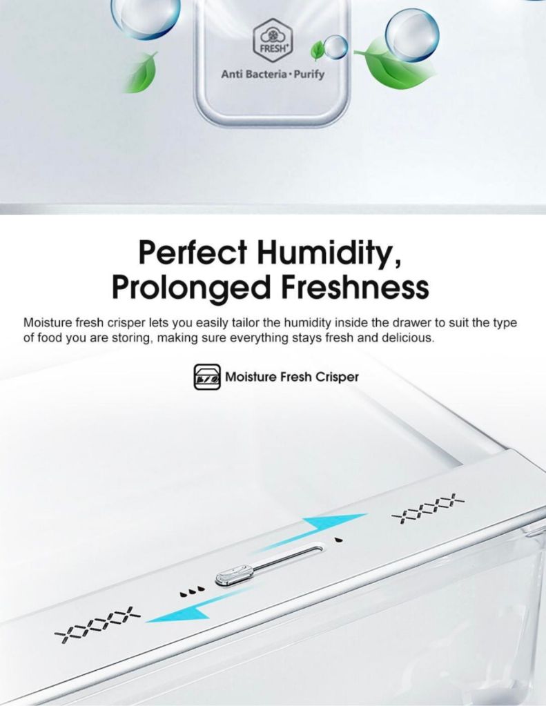 Hisense 660L Side-by-Side Fridge HSE-RS11636N4AWU perfect humidity, prolonged freshness