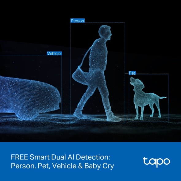 TP-Link Tapo C245D Dual Lens Pan/Tilt Security Camera TP-TAPOC245D free smart dual AI detection