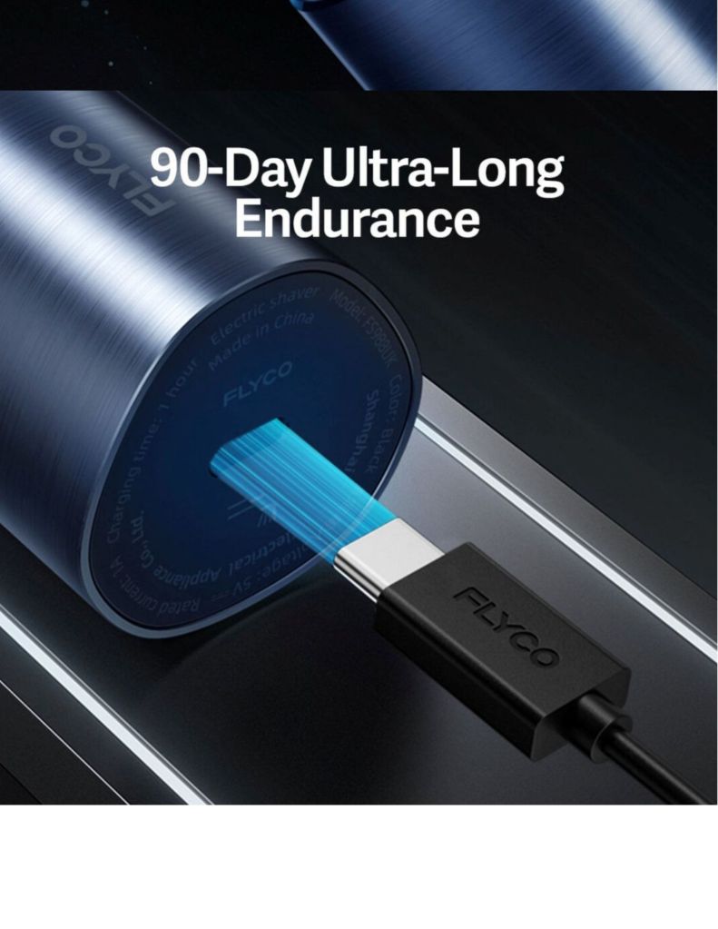 Close-up of FLYCO FS985 Smart Sensor Electric Shaver 90-day ultra-long endurance