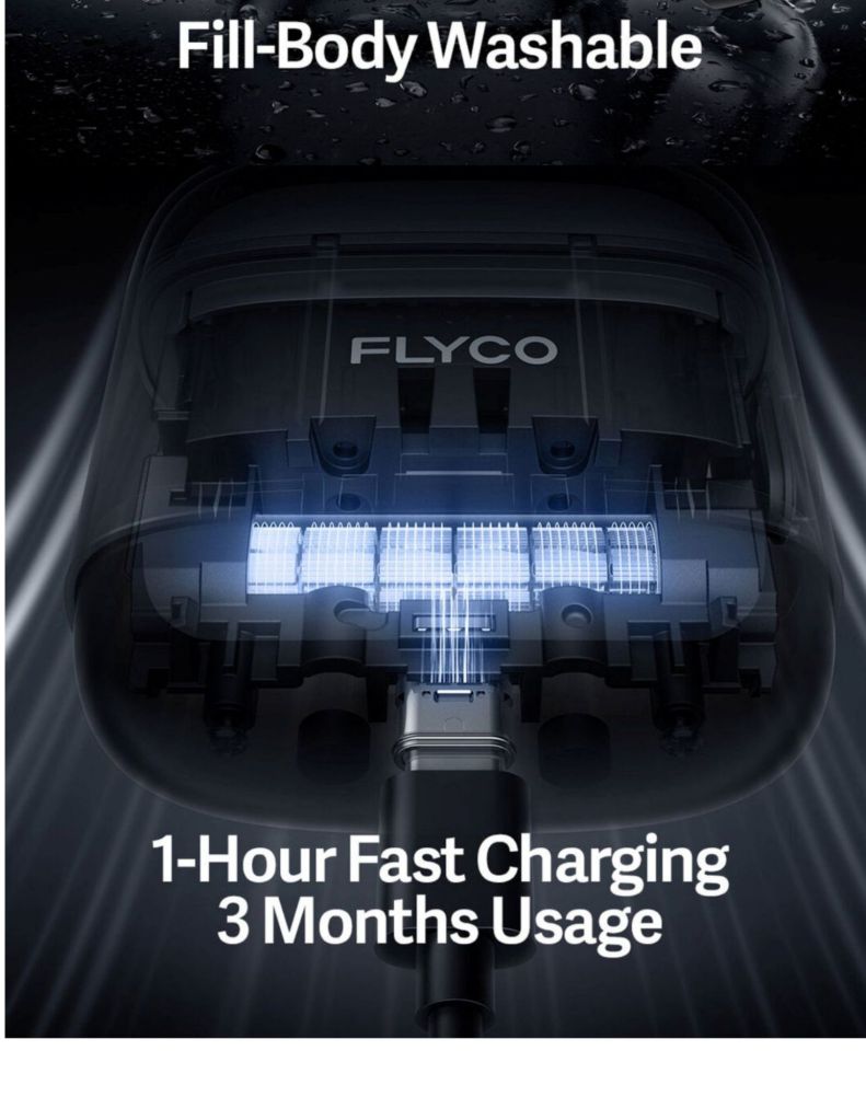 Close-up of FLYCO F8 Portable Electric Shaver 1-hour fast charging